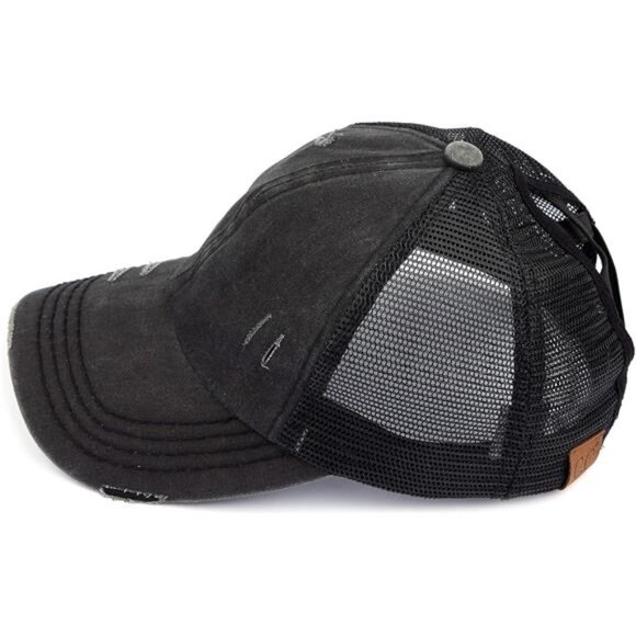 Ponycap Messy High Bun Ponytail Adjustable Glitter Mesh Trucker Baseball main image 5